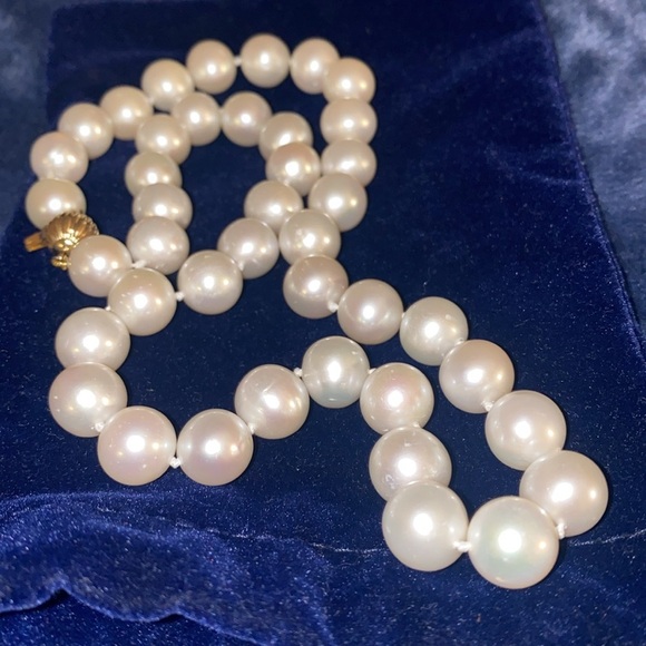 Pearl necklace with gold lock 14K beauty and elegance in 1 new w/white tag - Picture 4 of 12